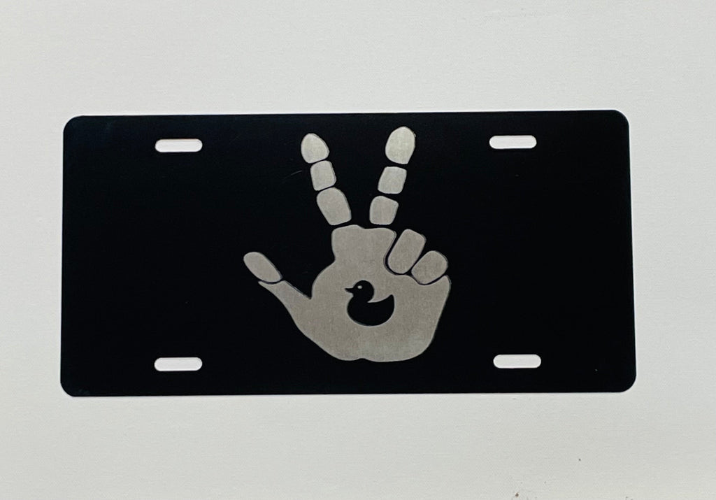 Gloss Black Aluminum Car Tag Laser Engraved Duck Wave