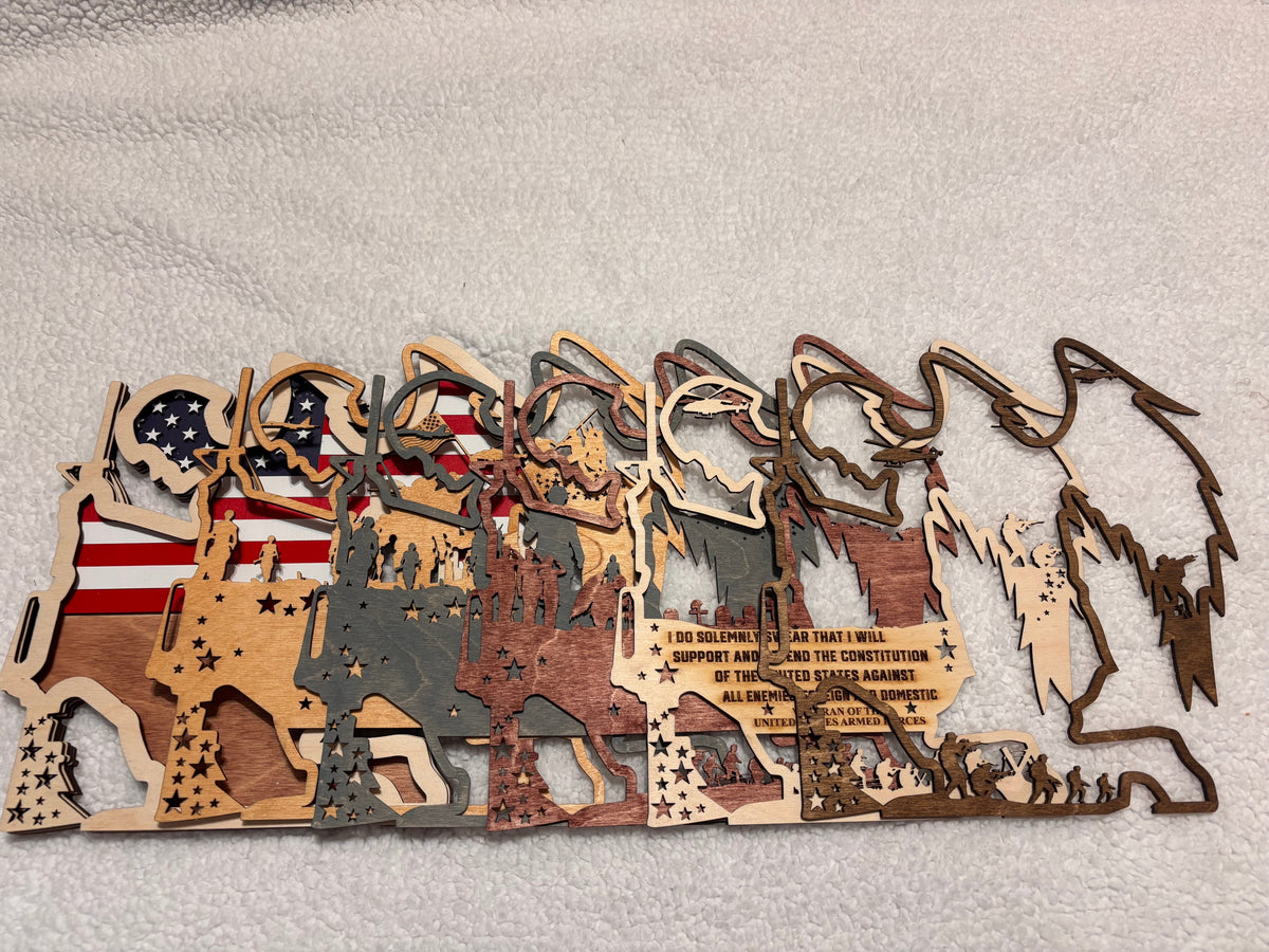 American Soldier Veteran Lighted Layered Sign