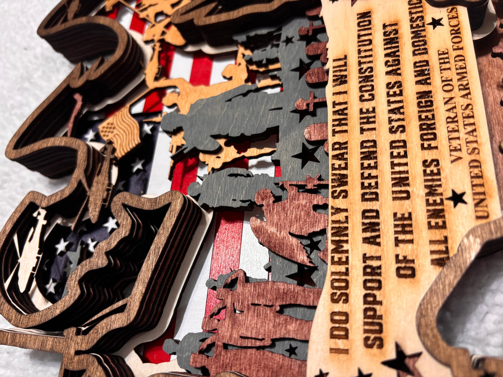 American Soldier Veteran Lighted Layered Sign