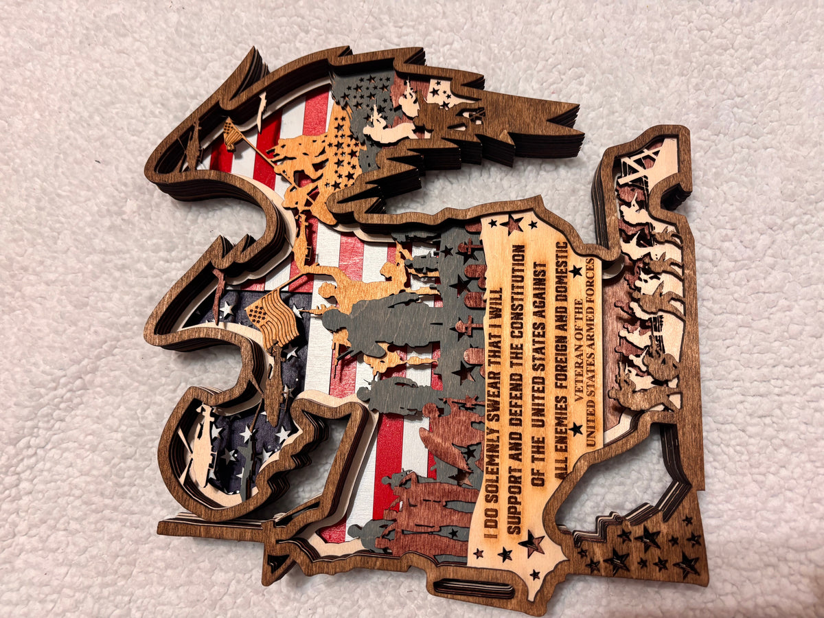 American Soldier Veteran Lighted Layered Sign