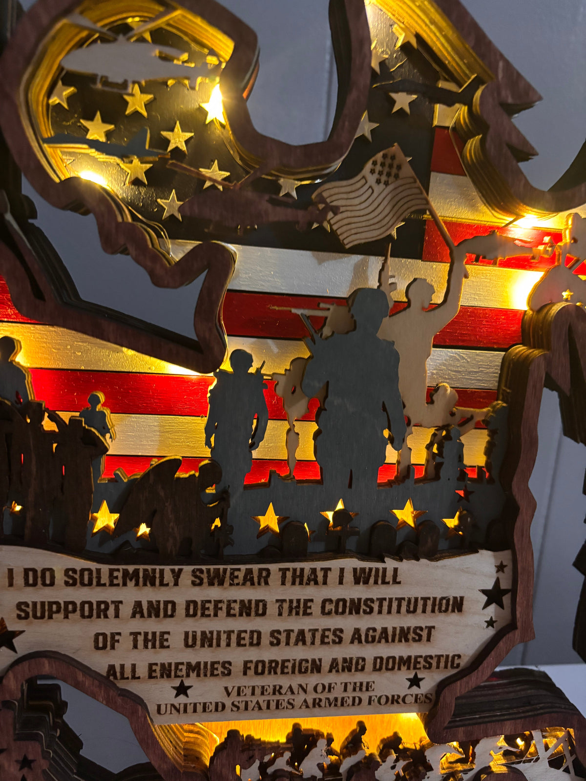 American Soldier Veteran Lighted Layered Sign