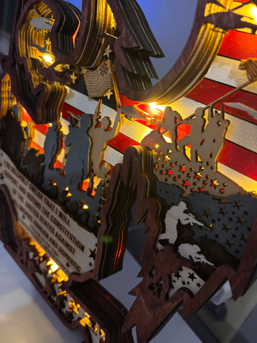 American Soldier Veteran Lighted Layered Sign