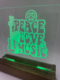 LED Acrylic Peace Love Music Sign