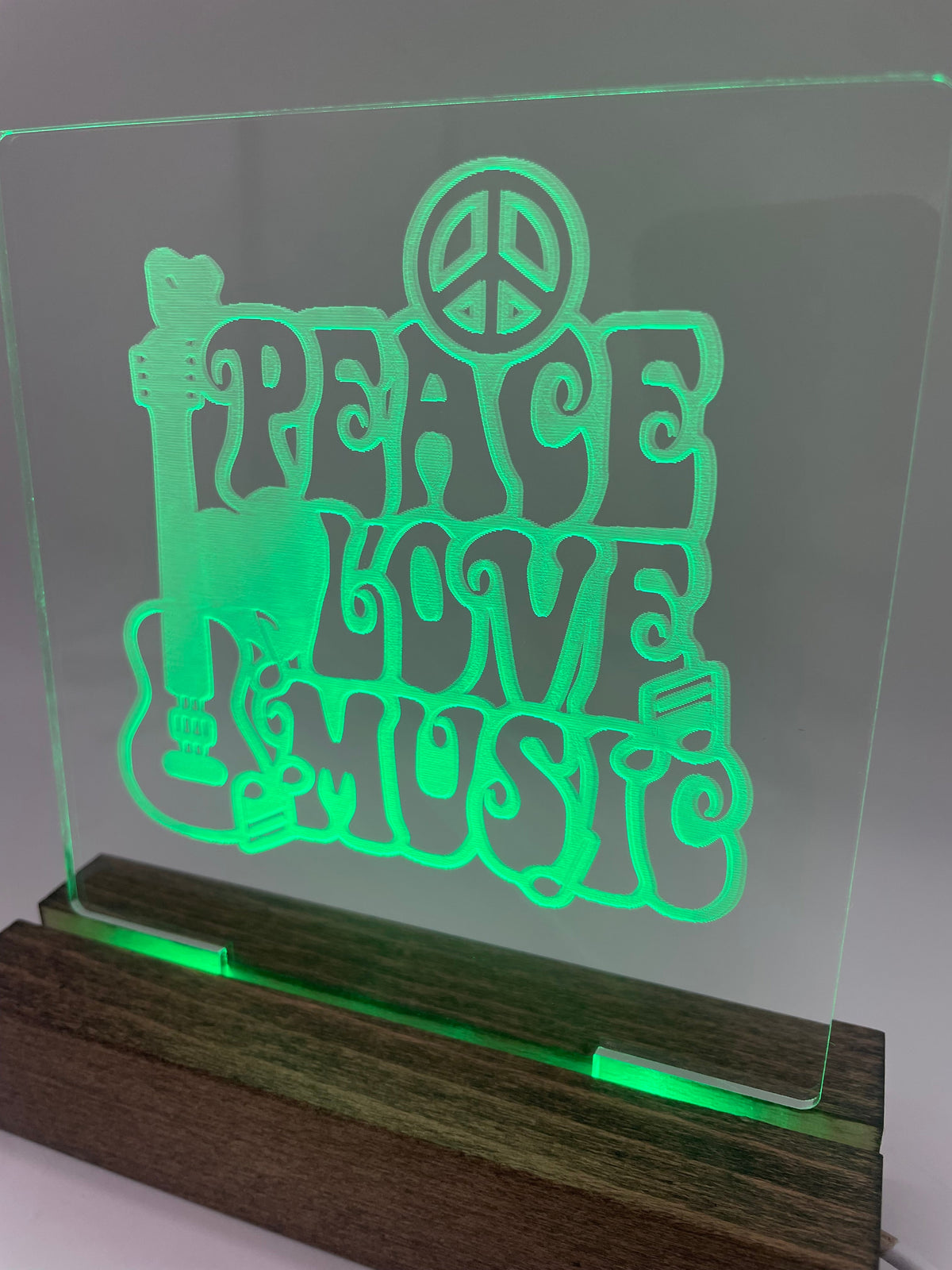 LED Acrylic Peace Love Music Sign