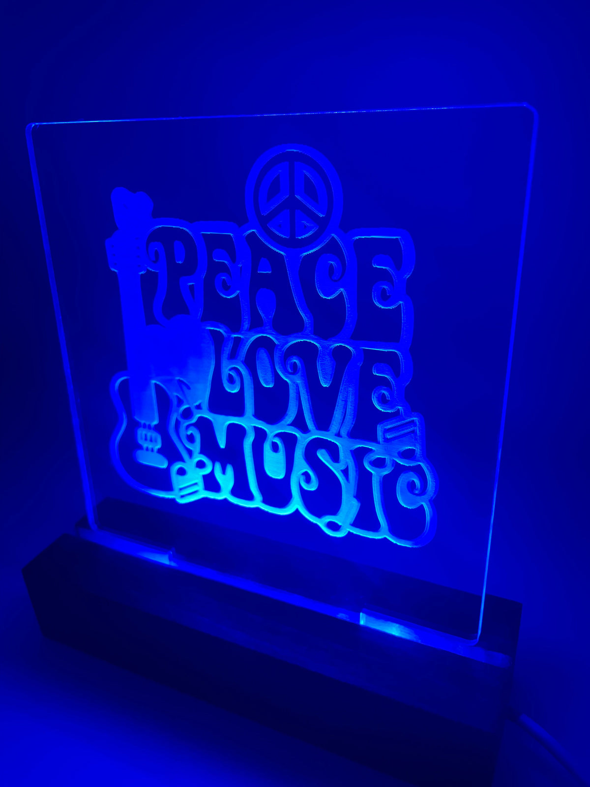 LED Acrylic Peace Love Music Sign