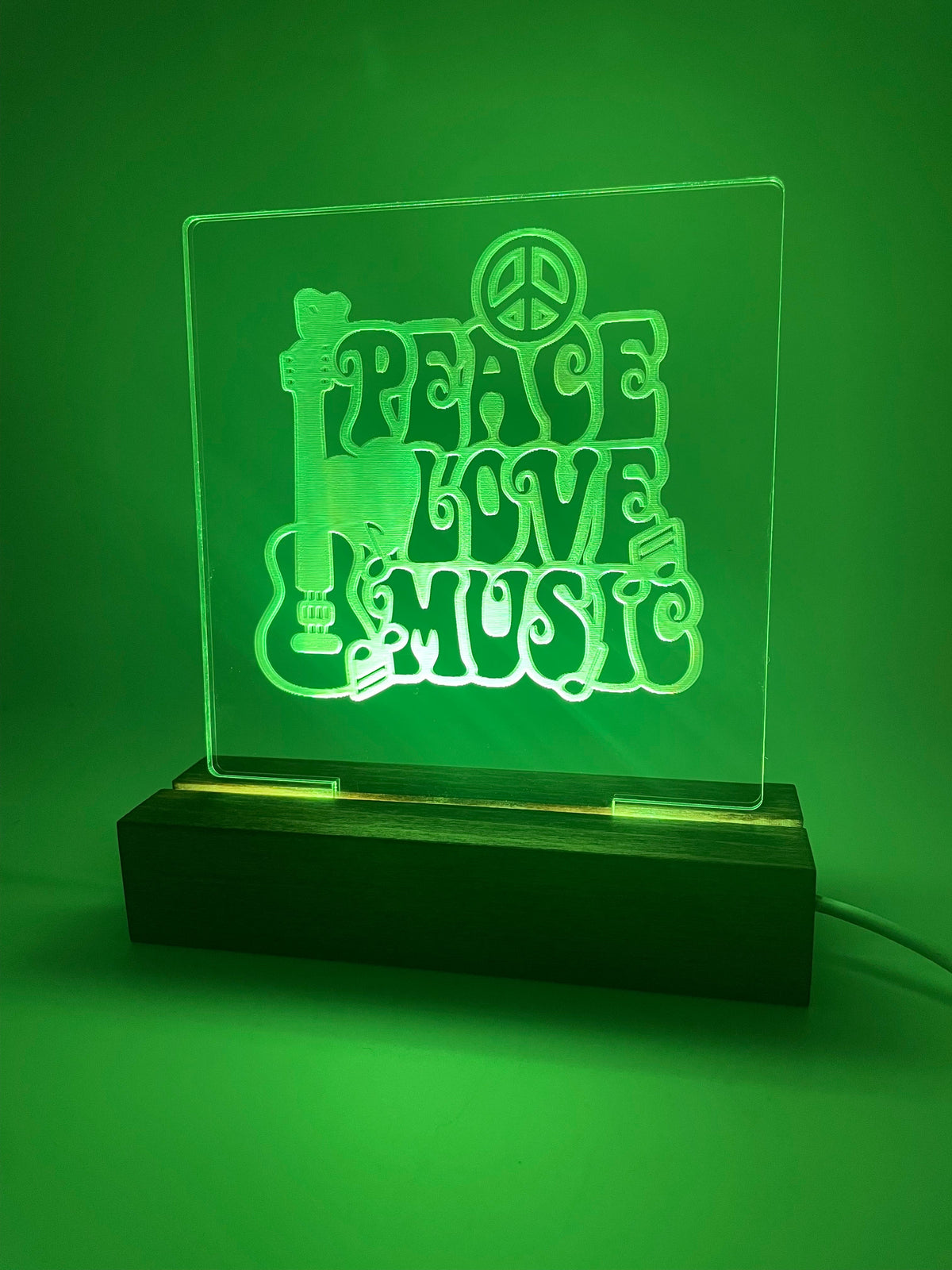 LED Acrylic Peace Love Music Sign