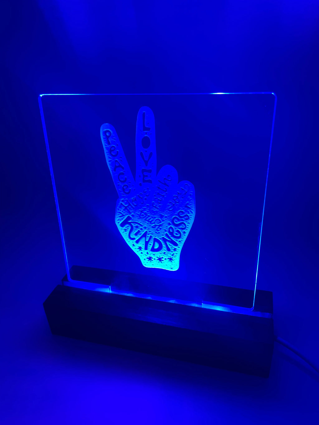 LED Acrylic Sign Peace Love Kindness Peace Sign