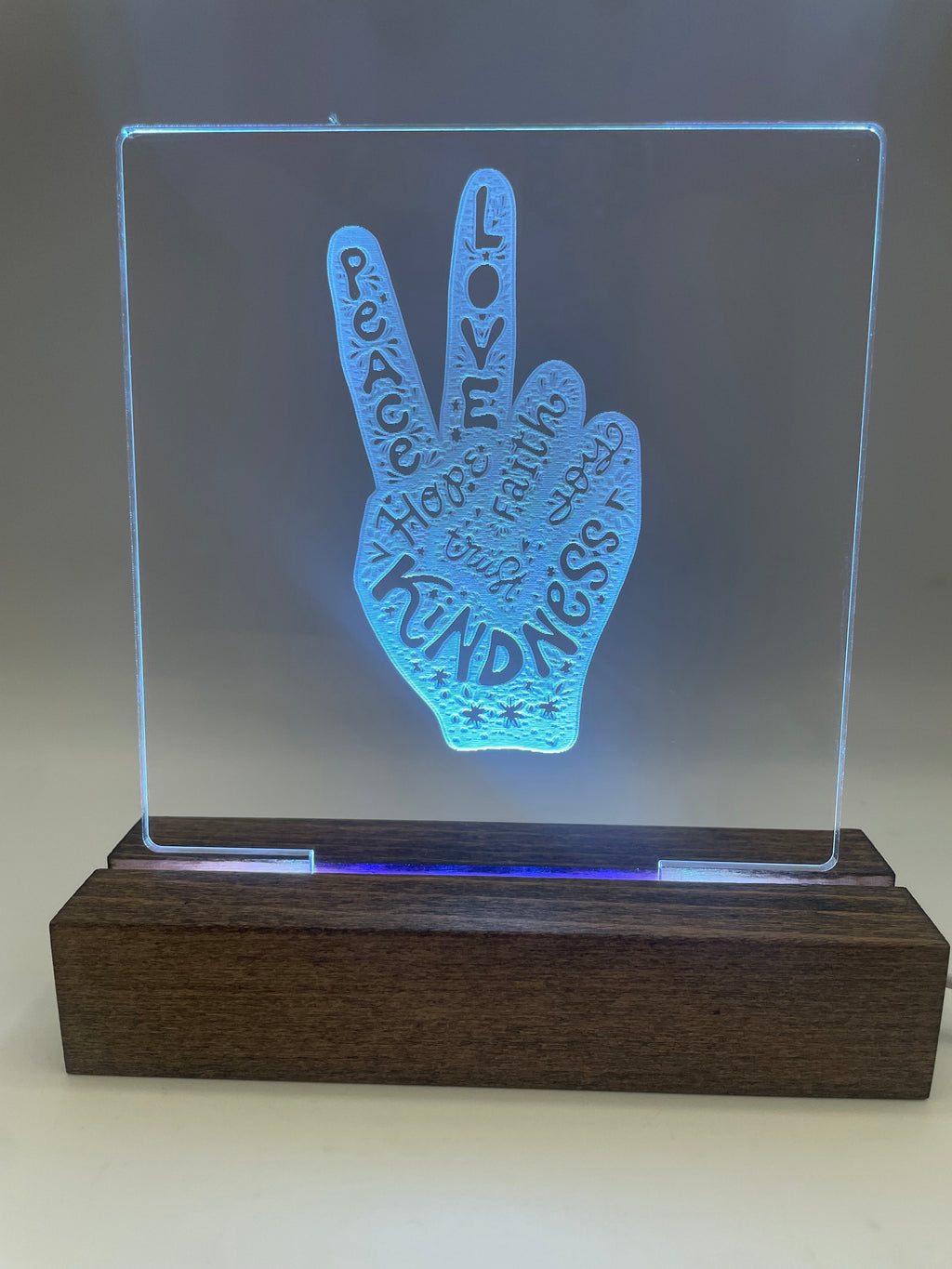 LED Acrylic Sign Peace Love Kindness Peace Sign