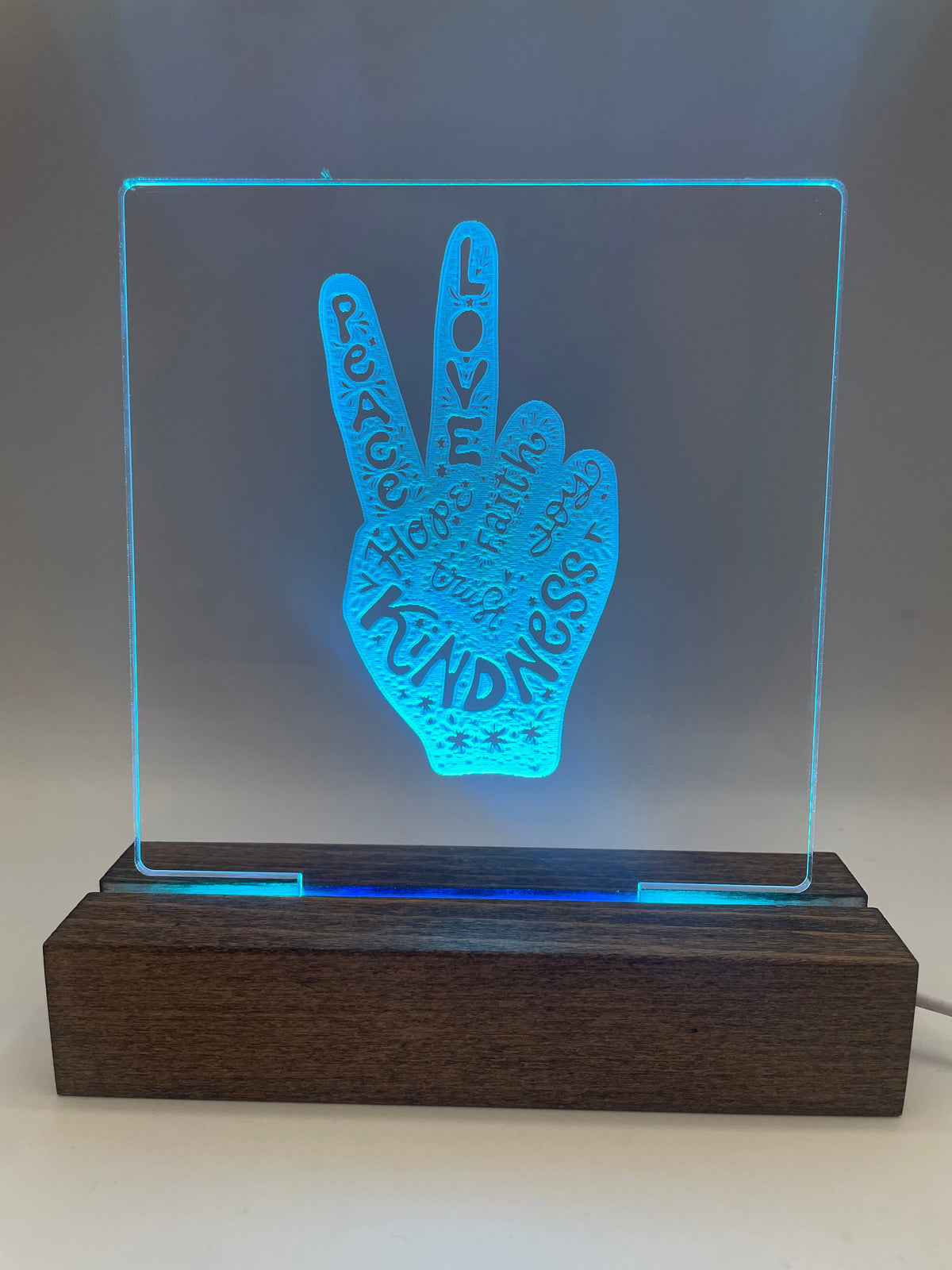 LED Acrylic Sign Peace Love Kindness Peace Sign