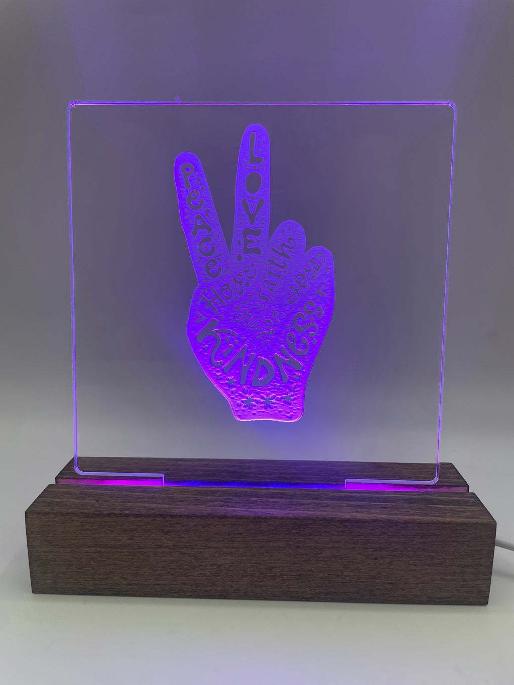 LED Acrylic Sign Peace Love Kindness Peace Sign