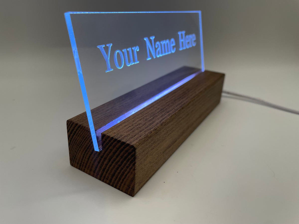 LED Acrylic Personalized Name Plate, Artwork, Custom Lighted Sign For Desk or Room