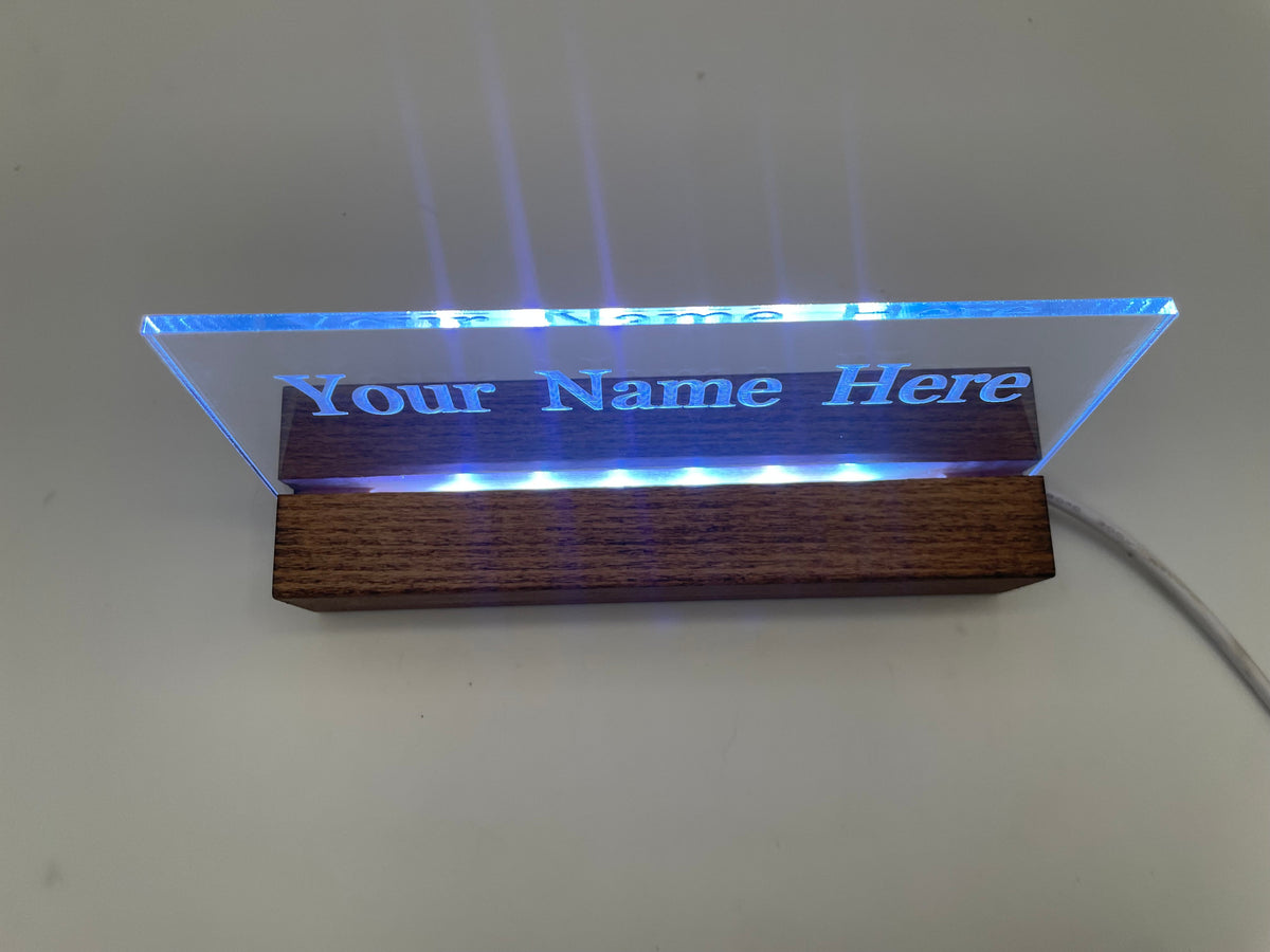 LED Acrylic Personalized Name Plate, Artwork, Custom Lighted Sign For Desk or Room