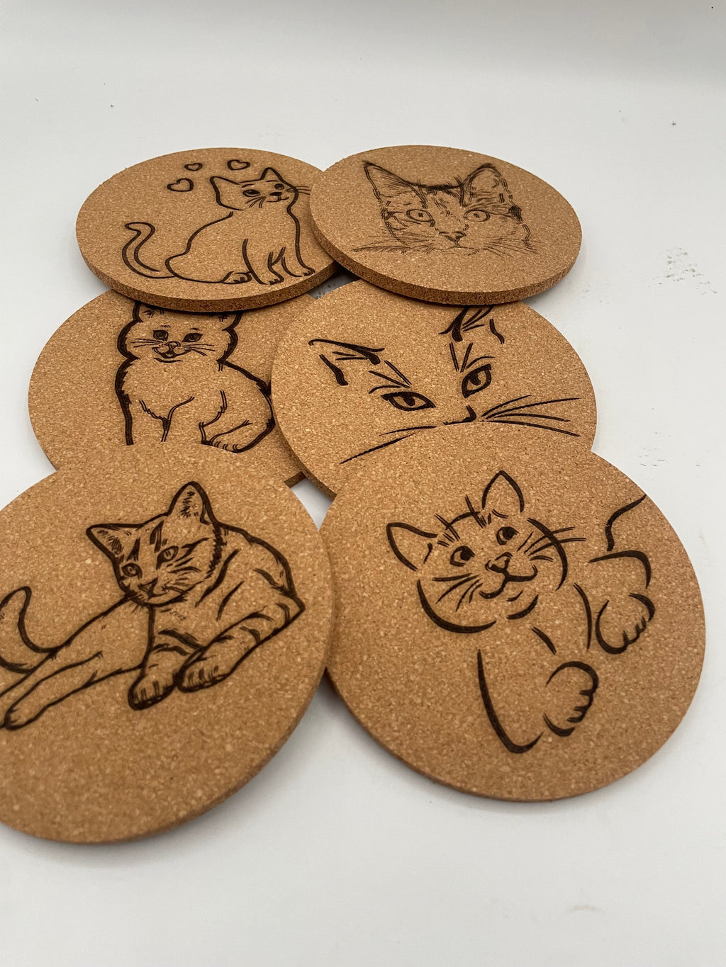 Cat Cork Coaster 6 Pack