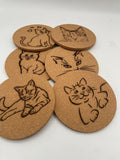 Cat Cork Coaster 6 Pack