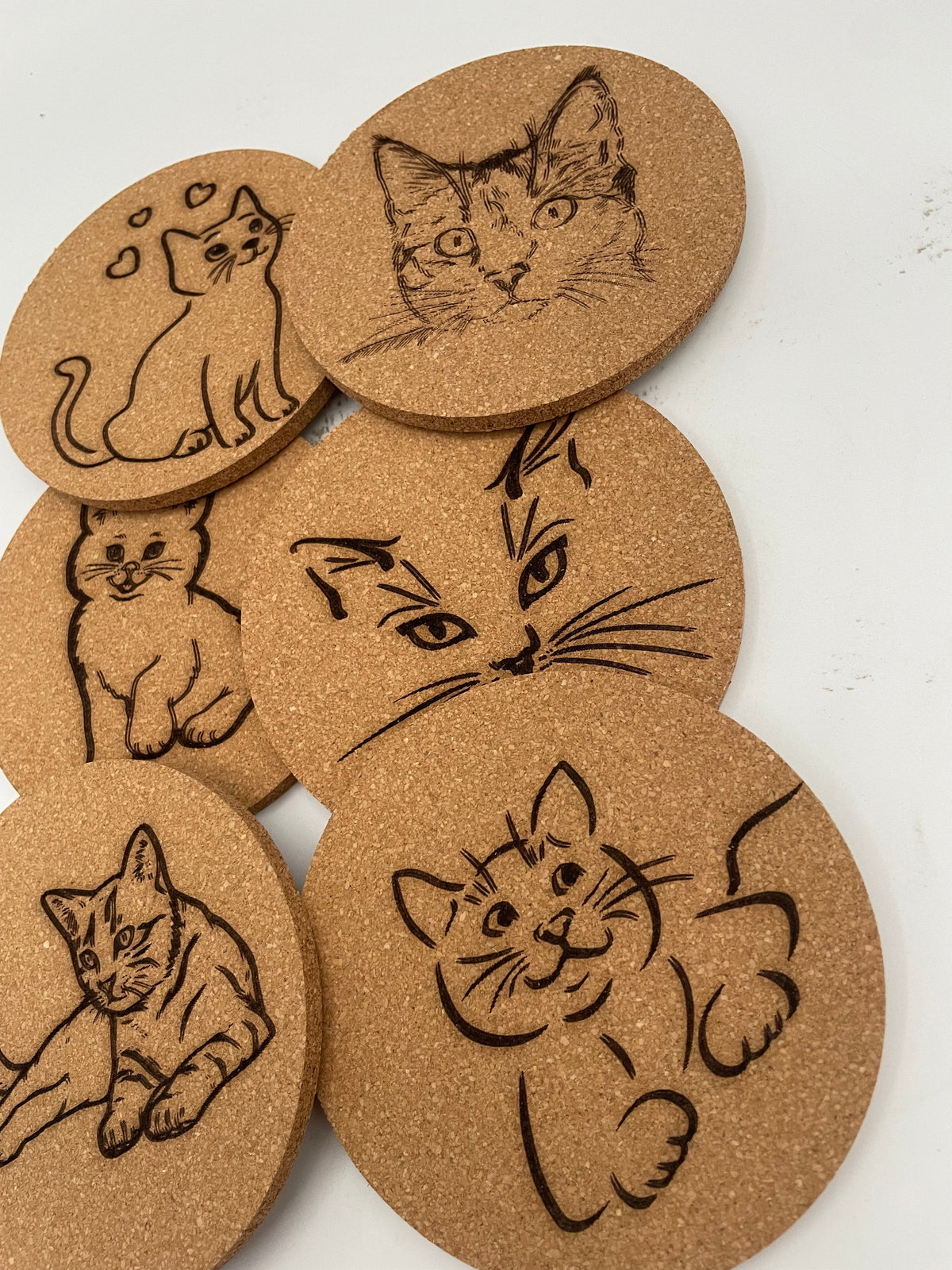 Cat Cork Coaster 6 Pack