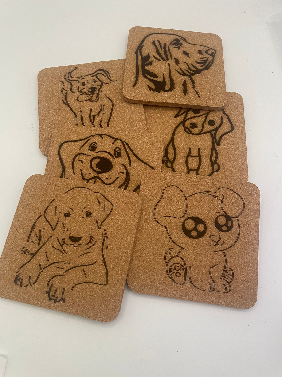 6 Pack Dog and Puppy Cork Coasters
