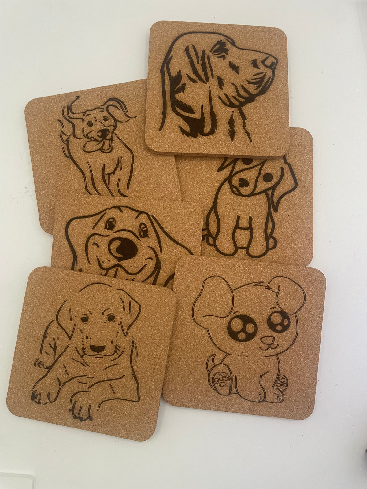 6 Pack Dog and Puppy Cork Coasters