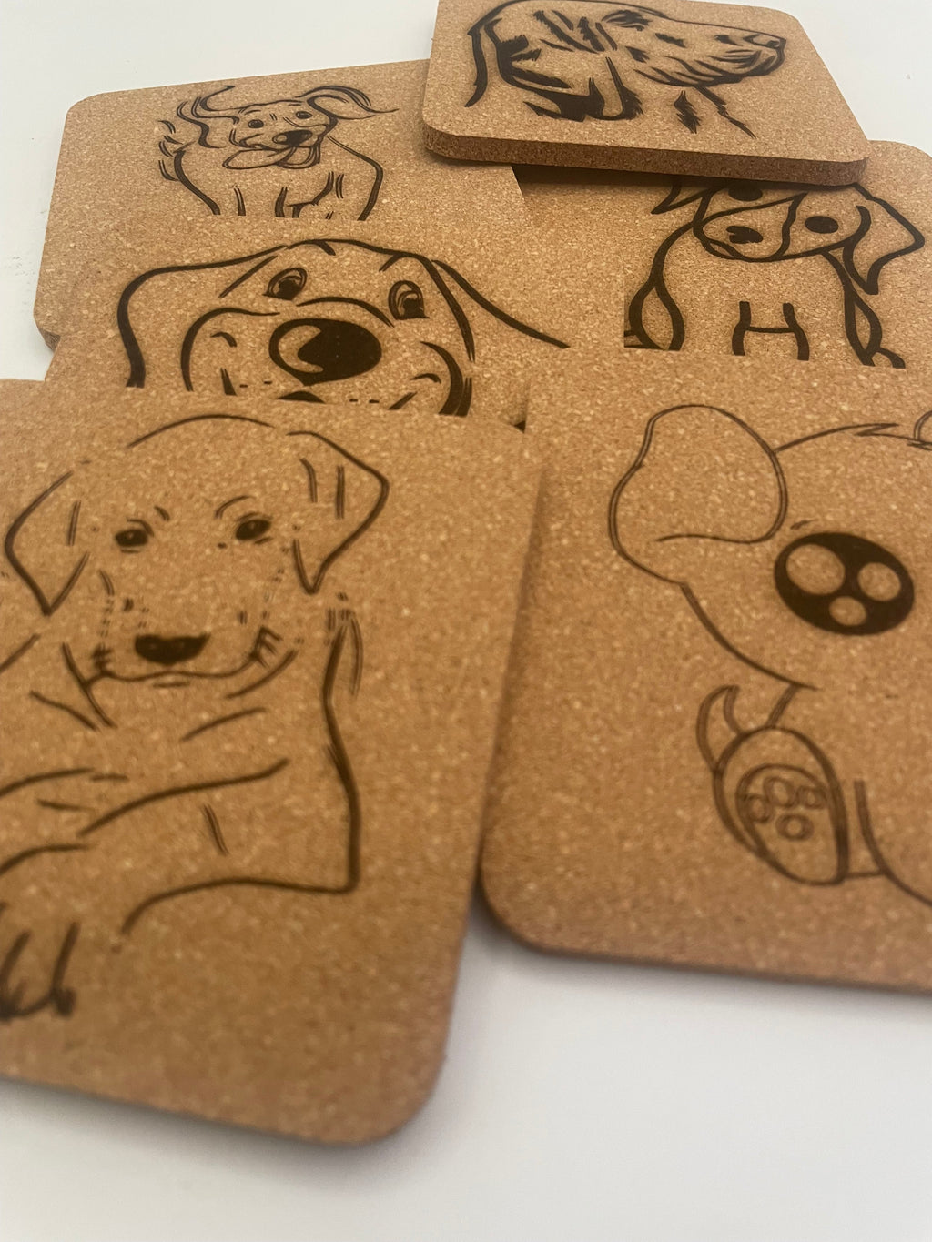 6 Pack Dog and Puppy Cork Coasters