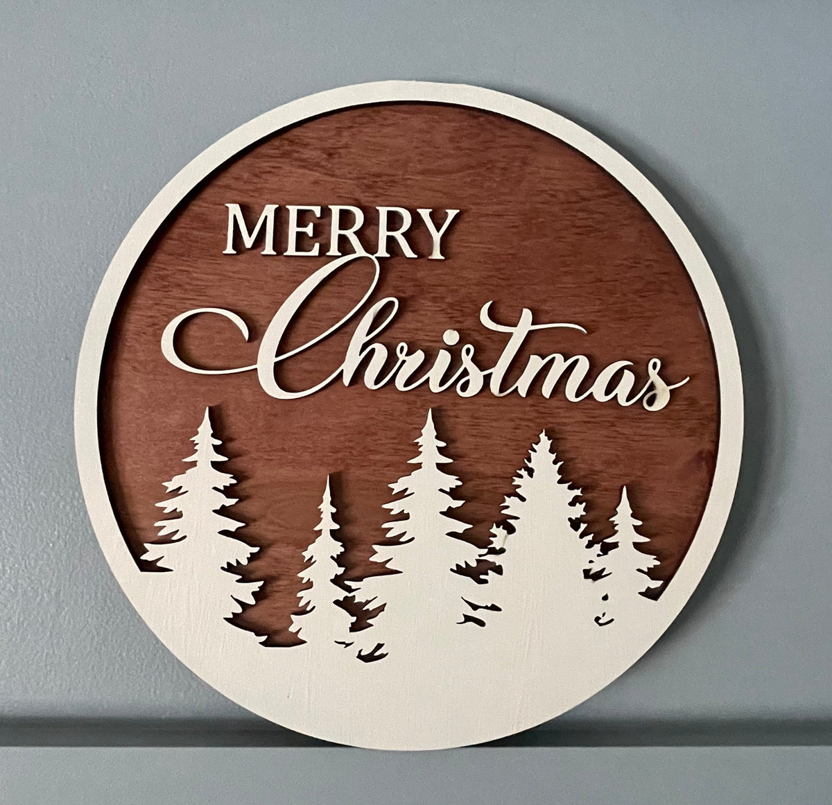 Christmas Sign-Merry Christmas Winter Trees