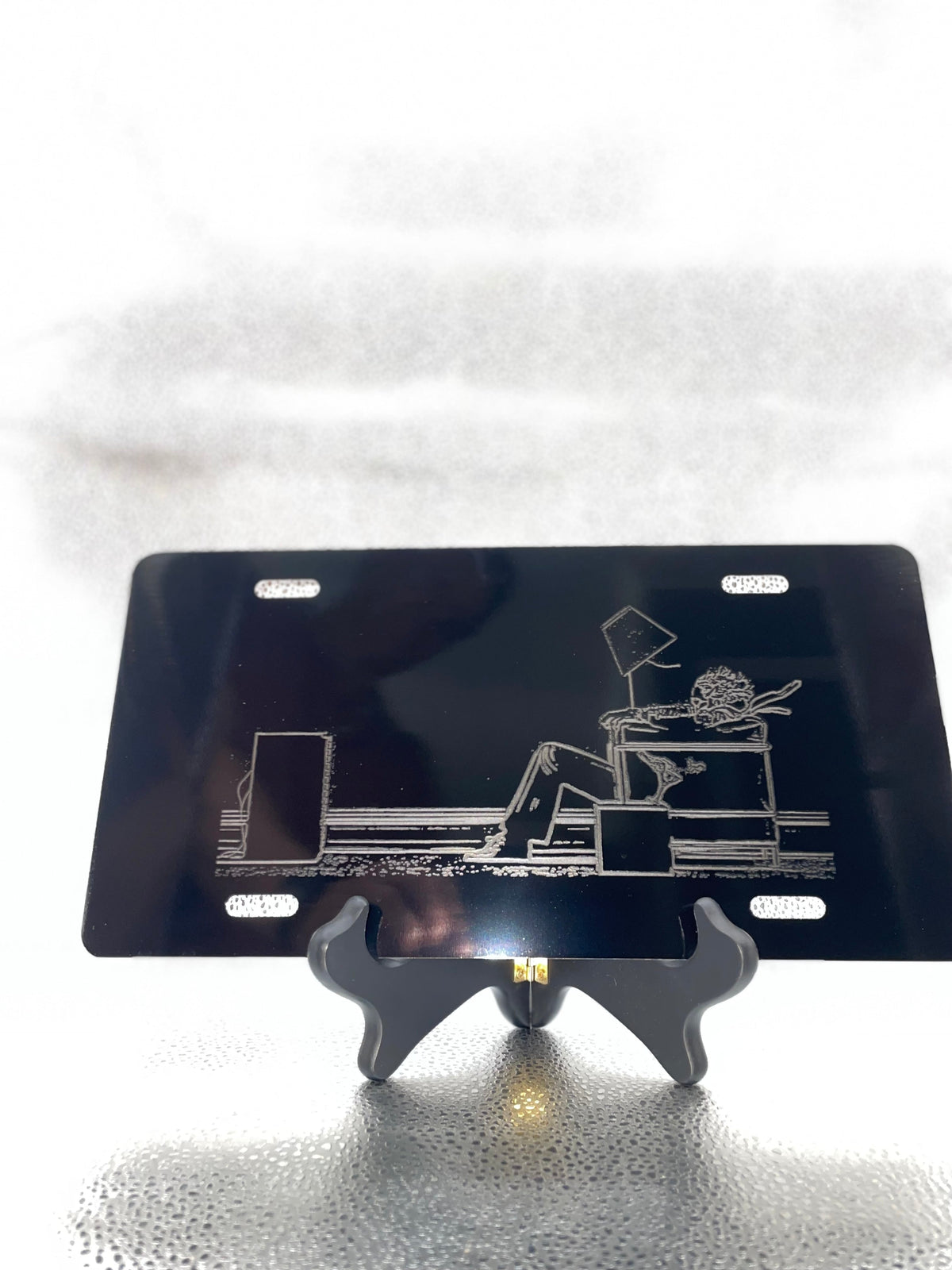 Gloss Black Aluminum Car Tag Laser Engraved Audiophile Music Lovers