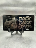 Gloss Black Aluminum Car Tag Laser Engraved "Duck Duck"