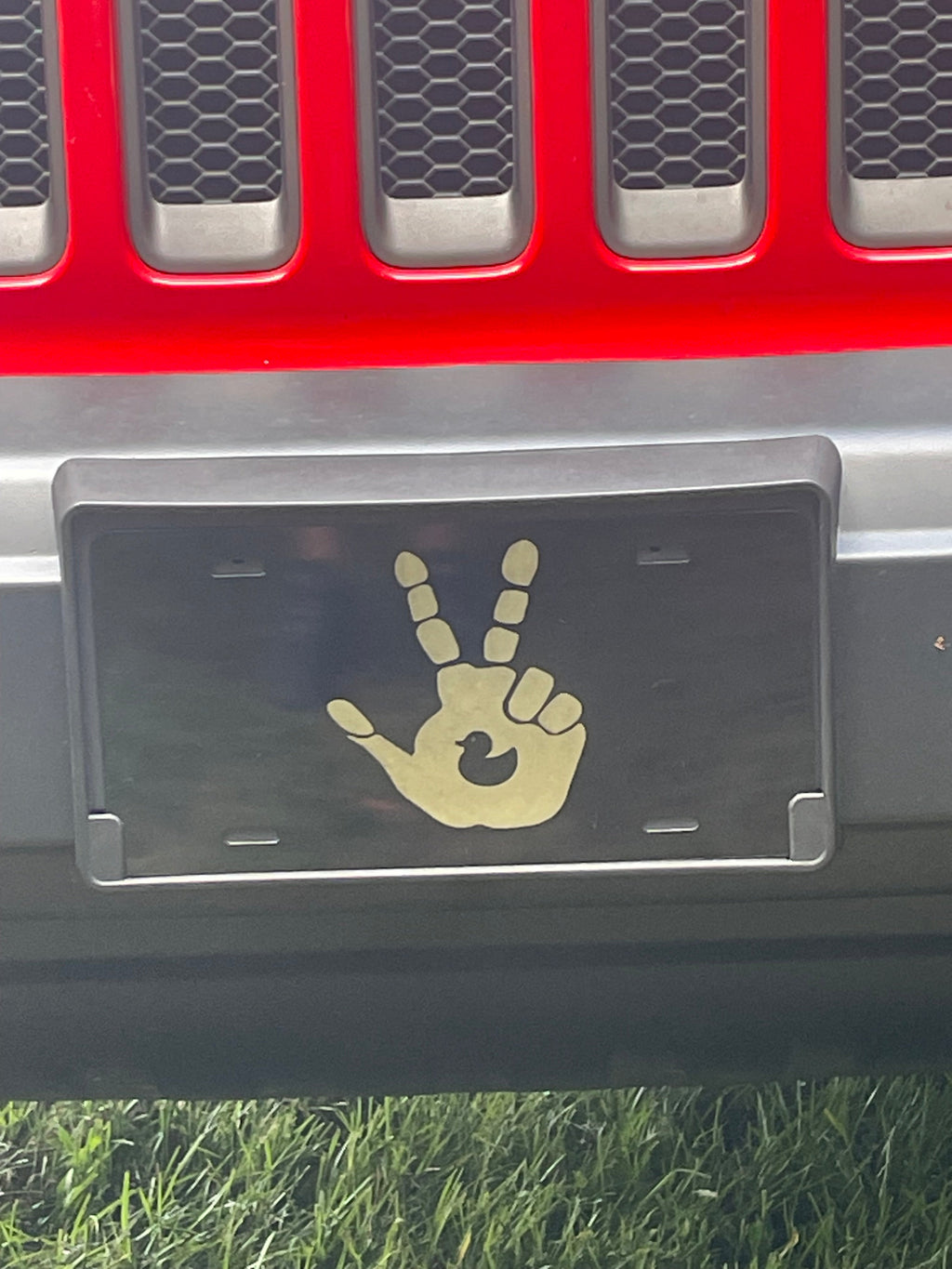 Gloss Black Aluminum Car Tag Laser Engraved Duck Wave