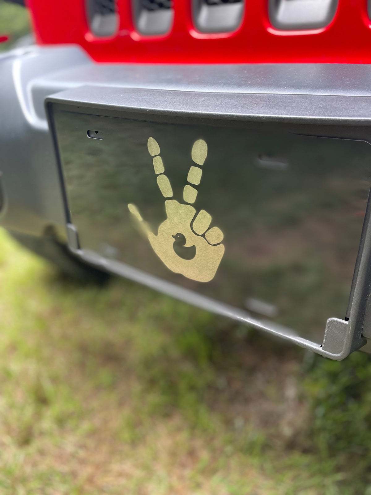 Gloss Black Aluminum Car Tag Laser Engraved Duck Wave