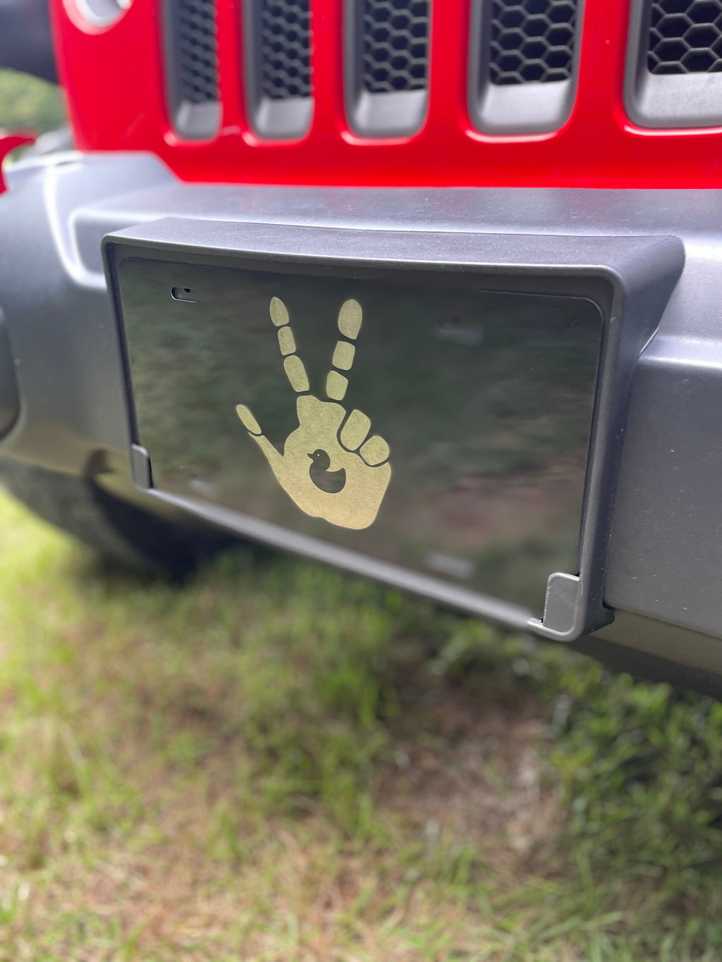 Gloss Black Aluminum Car Tag Laser Engraved Duck Wave