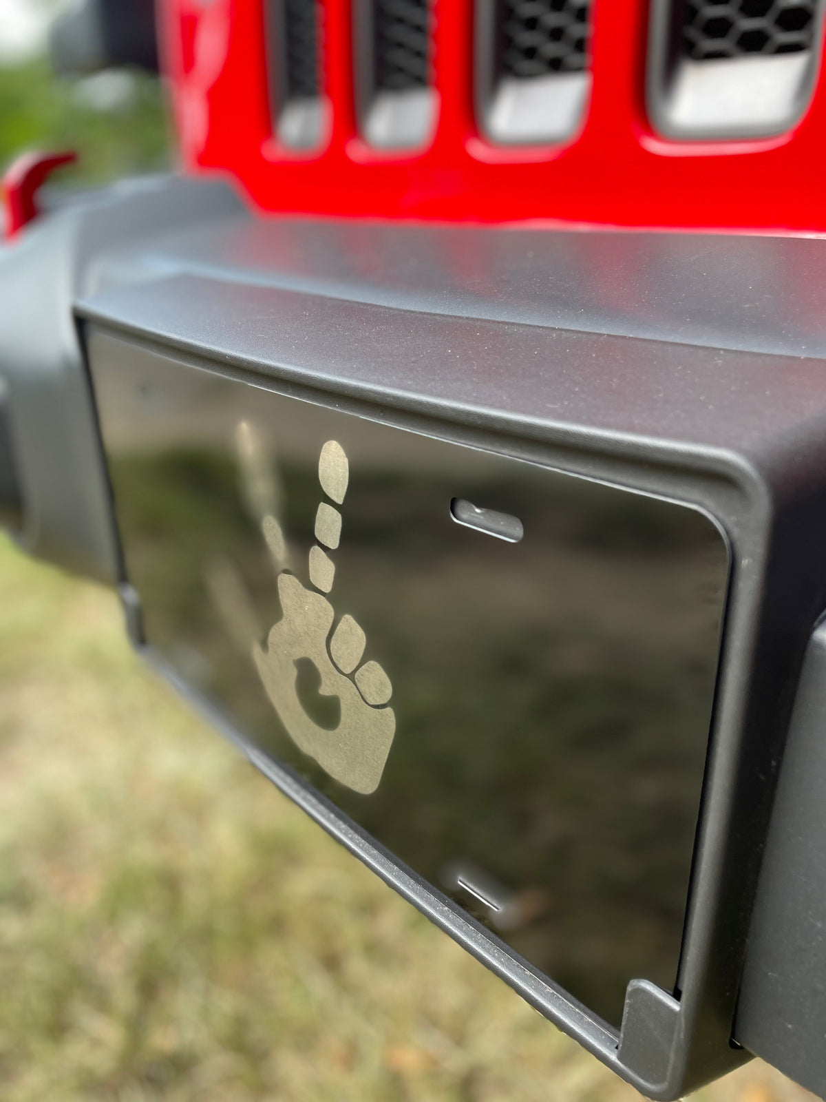 Gloss Black Aluminum Car Tag Laser Engraved Duck Wave
